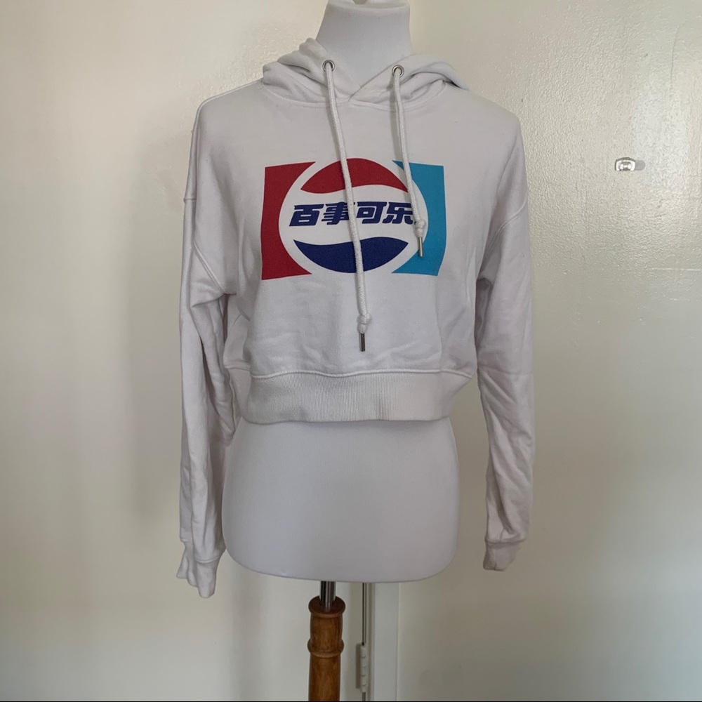 pepsi white cropped hoodie sz small